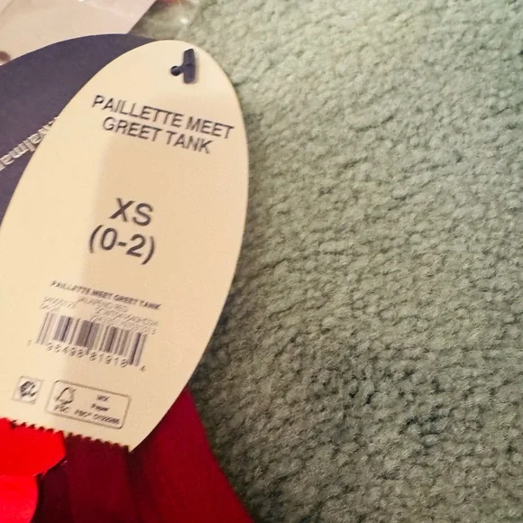 Red Sequin Sleeveless Top Scoop Women's Paillette Sequin Tank Top XS NWT - Picture 5 of 5